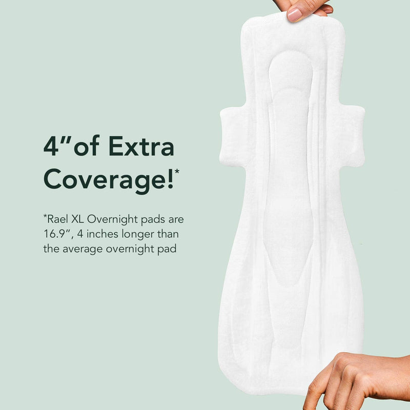 Rael Organic Cotton Cover Pads - Heavy Absorbency, Unscented, Ultra Thin Pads for Women, Postpartum (Extra Long Overnight, 12 Count) Extra Long Overnight (12 Count) 12 Count (Pack of 1) - NewNest Australia