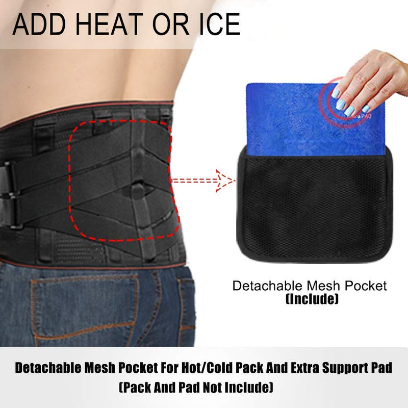 Lower Back Braces for Back Pain Relief - Compression Belt for Men & Women - Lumbar Support Waist Backbrace for Herniated Disc, Sciatica, Scoliosis - Breathable Mesh Design, Adjustable Straps(L, Black) L(Navel:39"-43") - NewNest Australia