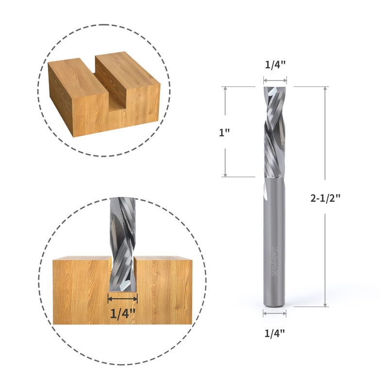 ZahyoX Up Down Compression Spiral CNC Bit, Solid Carbide Straight Router Bit, 1/4" Cutting Dia, 1/4" Shank, 1" Cutting Length, 2-1/2" Overall Length, CNC Router Bits, CNC End Mill Compression - 1/4 SD - 1/4 CD - 1 CL - 2-1/2 OL - NewNest Australia
