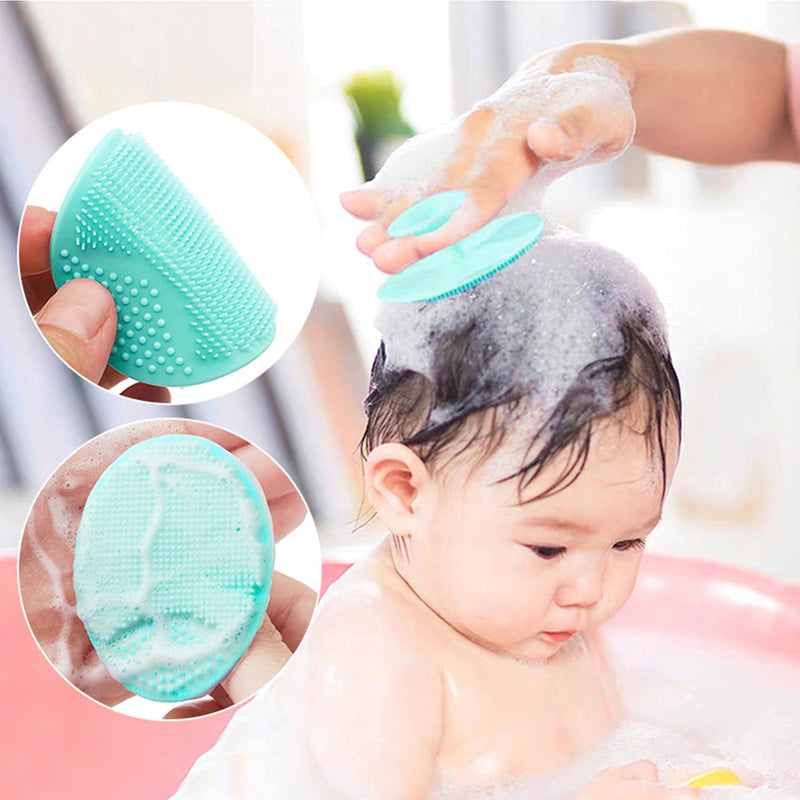 Baby Bath Brush, Baby Bath Scrubber, Cradle Cap Brush, Baby Bath Sponge Brush, Silicone Scrubbers Exfoliator Brush | Baby Care Essential for Dry Skin, Cradle Cap (Blue + Green + Yellow) Blue + Green + Yellow - NewNest Australia