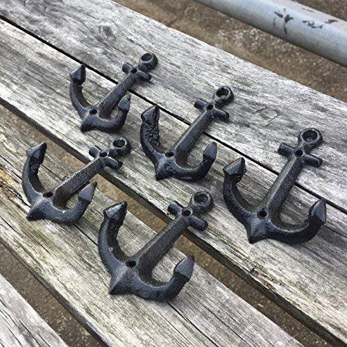 NewNest Australia - storeka Nautical Cast Iron Ship Anchor Weathered Nautical Wall Hooks Coat Hook, Screws Included (5 PCS) 5 PCS 