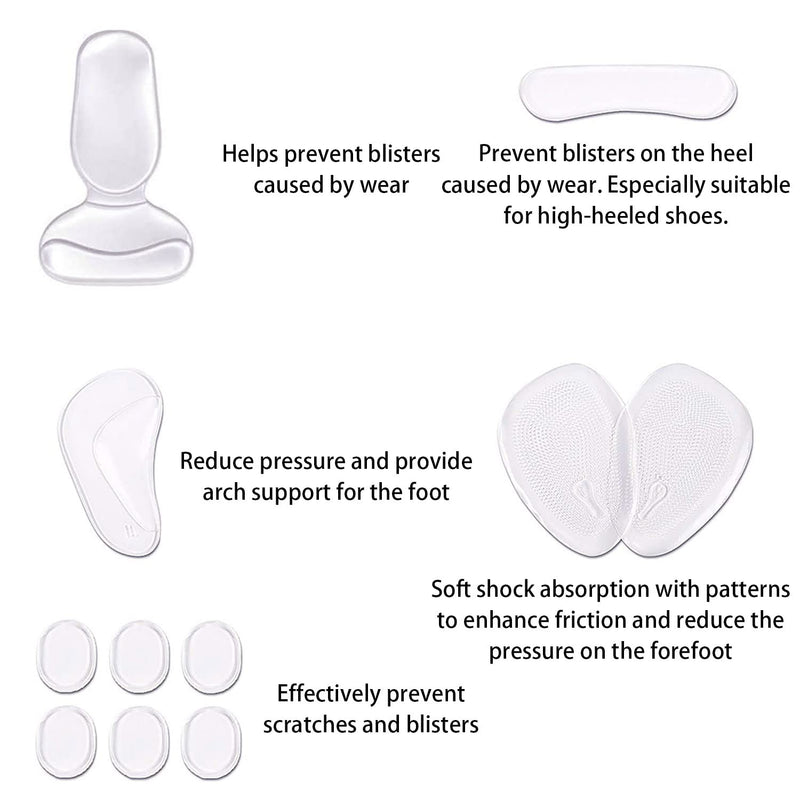 DRERIO 14 Pcs Heel Cushion Pads Shoe Heel Inserts for Shoes Silicone Shoe Pads Gel Heel Grips Adhesive Shoe Pads for Too Big Shoes Transparent Heel Insole Heel Cushions & Cups for Women and Men - NewNest Australia