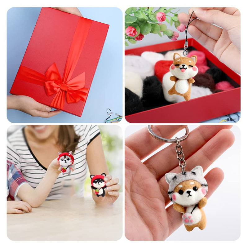 Needle Felting Kit for Beginners, Needle Felting Starter Kit with 6 Pcs Colorful Needle Felting Needles and Instructions, Wool Felting Supplies for Christmas, Children's Day, Other Festival and Crafts A-Lucky Dog Gift Box - NewNest Australia