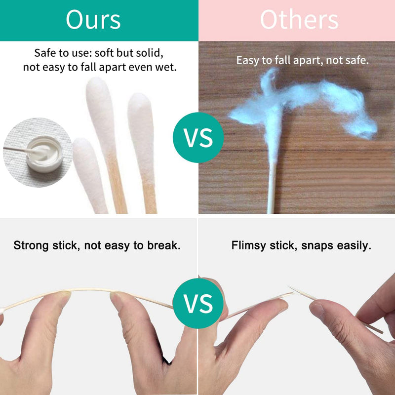 600 PCS Long Wooden Cotton Swabs & Biodegradable Cotton Swabs Set - Long Cotton Swabs for Pets Care, Cotton Tipped Applicator for Oil Makeup, Eye Ears Eyeshadow Remover Tool - Gun Cleaning Supplies - NewNest Australia