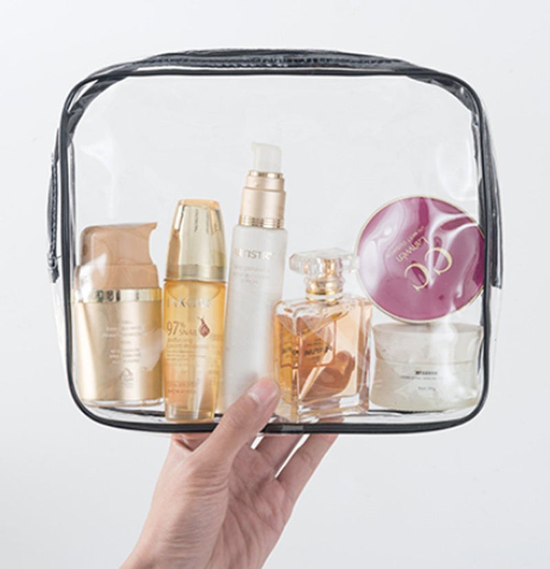 mkki 3pcs Clear Portable Makeup Cosmetic Toiletry Travel Bath Wash Storage Bag Transparent Waterproof Pouch Organizer Make Up Bag - NewNest Australia