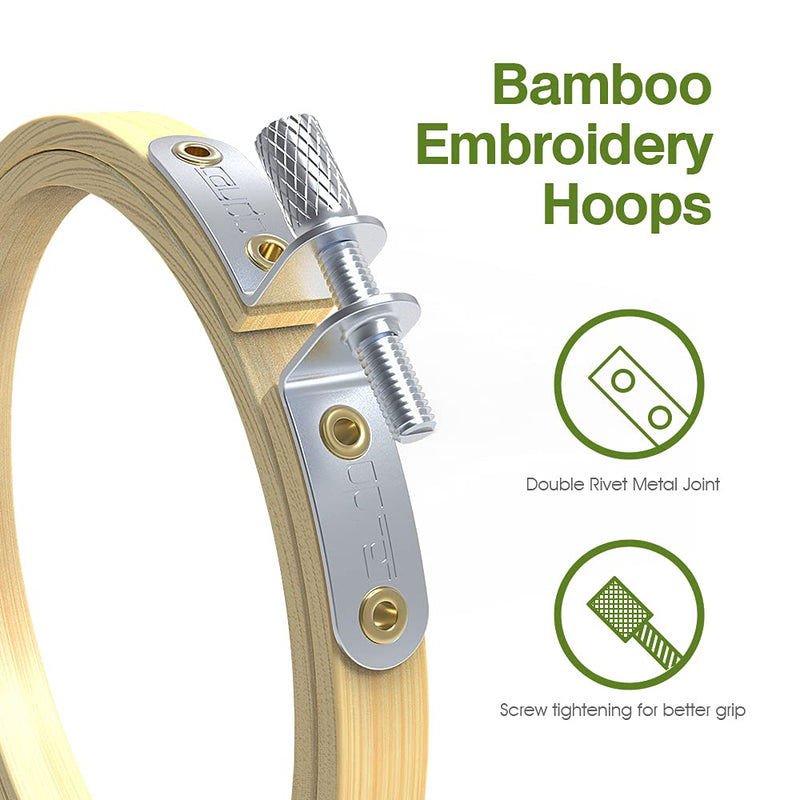 Caydo 6 Pieces Embroidery Hoop Set Bamboo Circle Cross Stitch Hoop Ring 4 inch to 10 inch for Embroidery and Cross Stitch - NewNest Australia