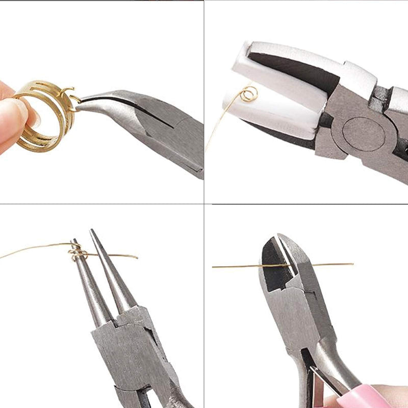 4 Pack Jewelry Pliers Jewelry Making Pliers Tools Kit with Needle Nose Pliers/ Chain Nose Pliers, Round Nose Pliers, Bent Nose Pliers, Wire Cutters for Wire Wrapping Earring Craft Making Supplies - NewNest Australia