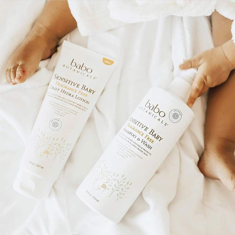Babo Botanicals Sensitive Baby 2-in-1 Shampoo & Wash - with Organic Calendula, Oatmilk, Shea & Cocoa Butter - Fragrance-Free & EWG Verified - 16 fl. oz. (Packaging May Vary) 16 Fl Oz (Pack of 1) - NewNest Australia