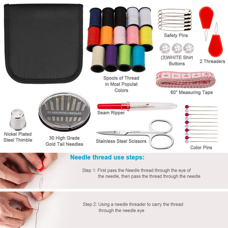 Sewing Kit, OKOM 76Pcs Adult, Kids, Travel,Beginners,Starter ,Emergency, Repair,Mini Small Basic Fine Sewing Set Supplies ,Contains Thread,Needle,Button,Thimbles,Threaders,Mushroom etc Products -Gift S - NewNest Australia