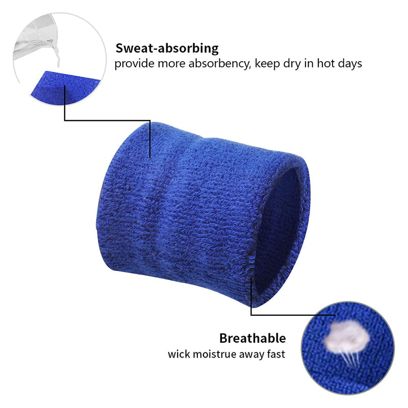 TOPTIE 12 PCS Wrist Sweatbands, Cotton Terry Cloth Sports Wristbands for Working Out Basketball Football Navy - NewNest Australia