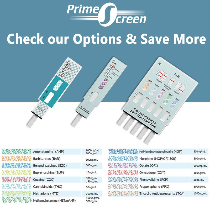 Prime Screen [5 Pack] 5 Panel Urine Drug Test Kit - Testing Instantly for 5 Different Drugs AMP, COC, MET (Meth), OPI, THC (Marijuana) - WDOA-254 - NewNest Australia