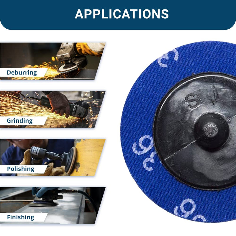 Benchmark Abrasives 2" Ceramic Quick Change Sanding Discs with a Male R-Type Backing Pad 24 Grit - 25 Pack - NewNest Australia