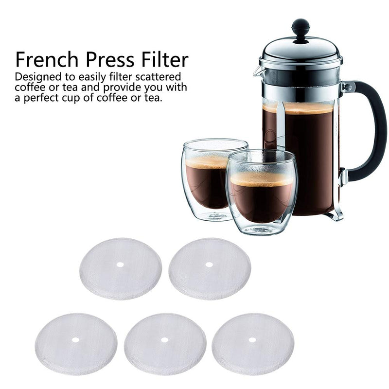 5Pcs Stainless Steel French Press Replacement Filter Screen Coffee Filter for 600ml French Press Coffee Pot Mesh Filter Accessory - NewNest Australia