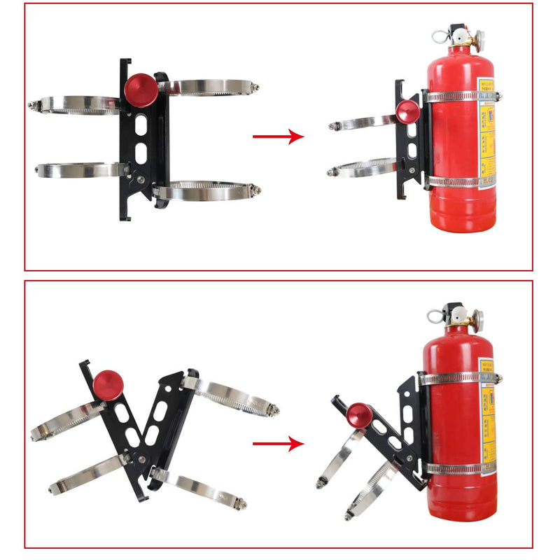 AUFER Quick Release Aluminum Adjustable Roll Bar Fire Extinguisher Mount Holder for Jeep Wrangler UTV Polaris RZR Ranger Camper Van with Pillar(Support 1-10Lb Extinguishers),8 Mounting Clamps - NewNest Australia