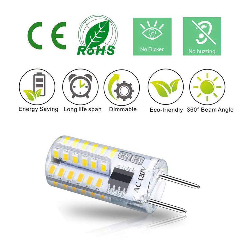 G8 LED Bulb Dimmable, T4 Bi-Pin JCD Type Base, 6000K Daylight White, 20W-25W Halogen Replacement for Under Cabinet Light, Under Counter Kitchen Lighting (6 Pack) Daylight White 6-pack - NewNest Australia