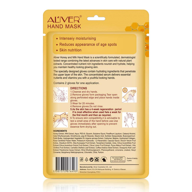 ALIVER Hands Milk and Honey Intense Nourishing Hand Cream Mask Gloves Skin Repair Renew Anti-Aging Moisturising Collagen Serum Multi Vitamins Shea Butter Natural Plant Extracts for Dry Cracked Hands - NewNest Australia