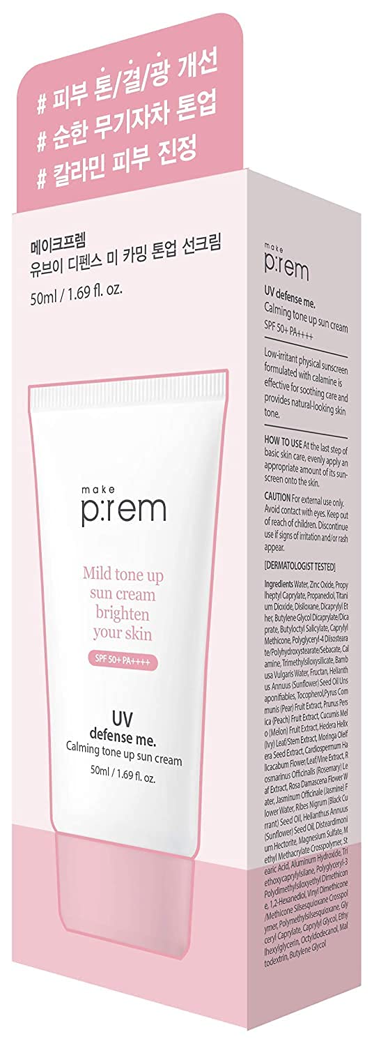 [MAKE P:REM] UV defense me. Calming Tone up Sun Cream SPF 50+ PA++++ 50ml - NewNest Australia