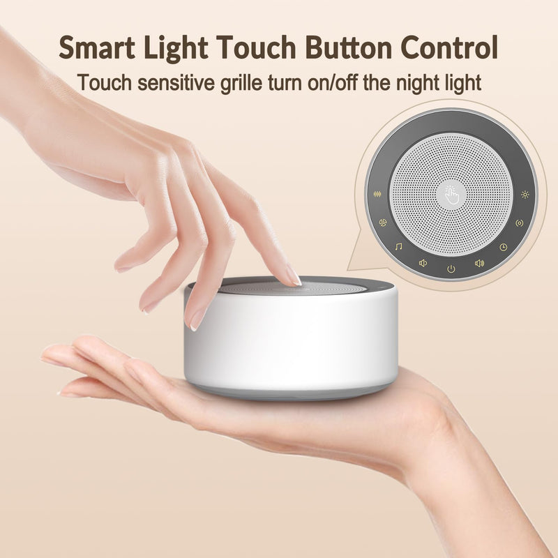 White noise machine with 30 high-fidelity soundtracks, 7 colors night lights, full-touch cloth grid and buttons, timer and memory functions, plug-in, sound machine for babies, adults (white) White - NewNest Australia