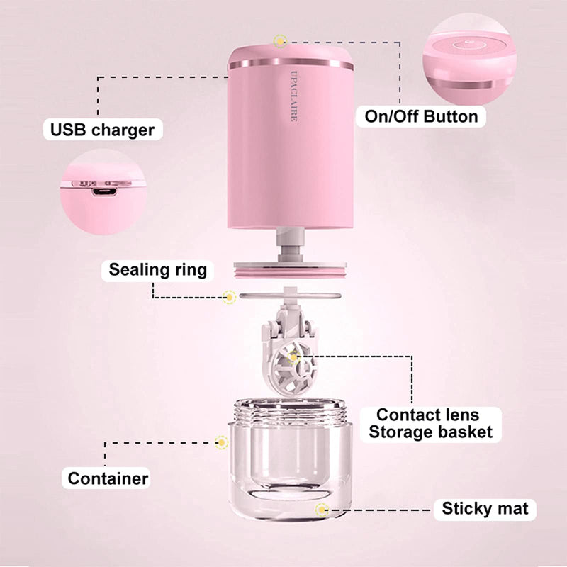 Contact Lens Cleaner, Intelligent Cleaning Machine for Soft and Rigid (RGP) Contact Lenses Cleaning and Storage (Pink) Rose - NewNest Australia