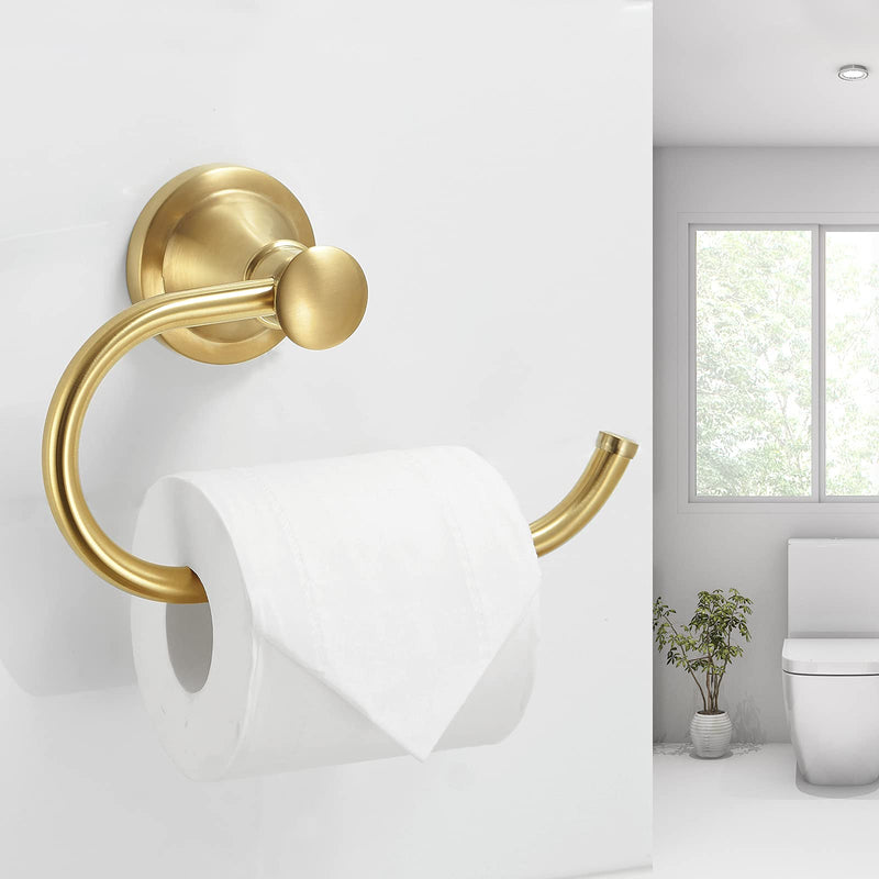 BESy Brushed Gold Toilet Tissue Paper Holder Brushed Gold Bathroom Accessories Toilet roll Paper Hanger, Wall Mounted, Rustproof - NewNest Australia