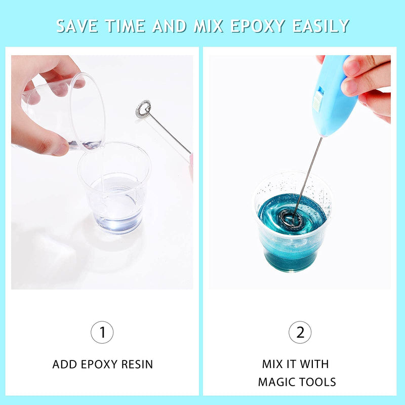 3 Pieces Epoxy Resin Stirrer Handheld Battery Operated Epoxy Mixing Stick Electric Tumbler Mixer Blender with Stainless Steel for Crafts Tumbler, Making DIY Glitter Tumbler Cups (Blue, White, Black) Blue, White, Black - NewNest Australia