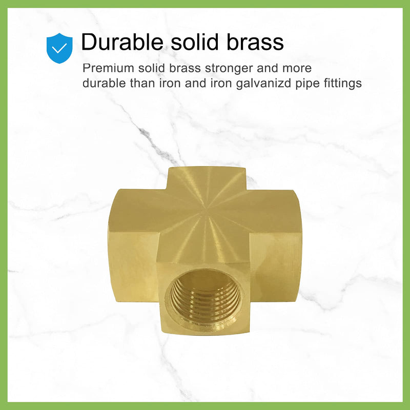 1/4 x 1/4 x 1/4 x 1/4 Inch NPT Female Thread Cross Pipe Fitting Barstock Cross 4 Way Connector Brass Pipe Fittings 1pack - NewNest Australia