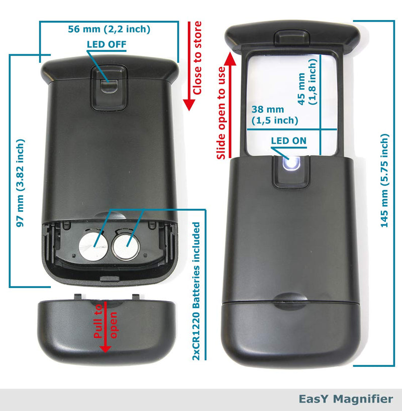 Easy Magnifier Pocket Magnifying Glass 3X With Led Light; Small Reading Magnifying Glass Reading Aid For Seniors, Mini Hand Magnifying Glass Gift; Magnifying Glass - NewNest Australia
