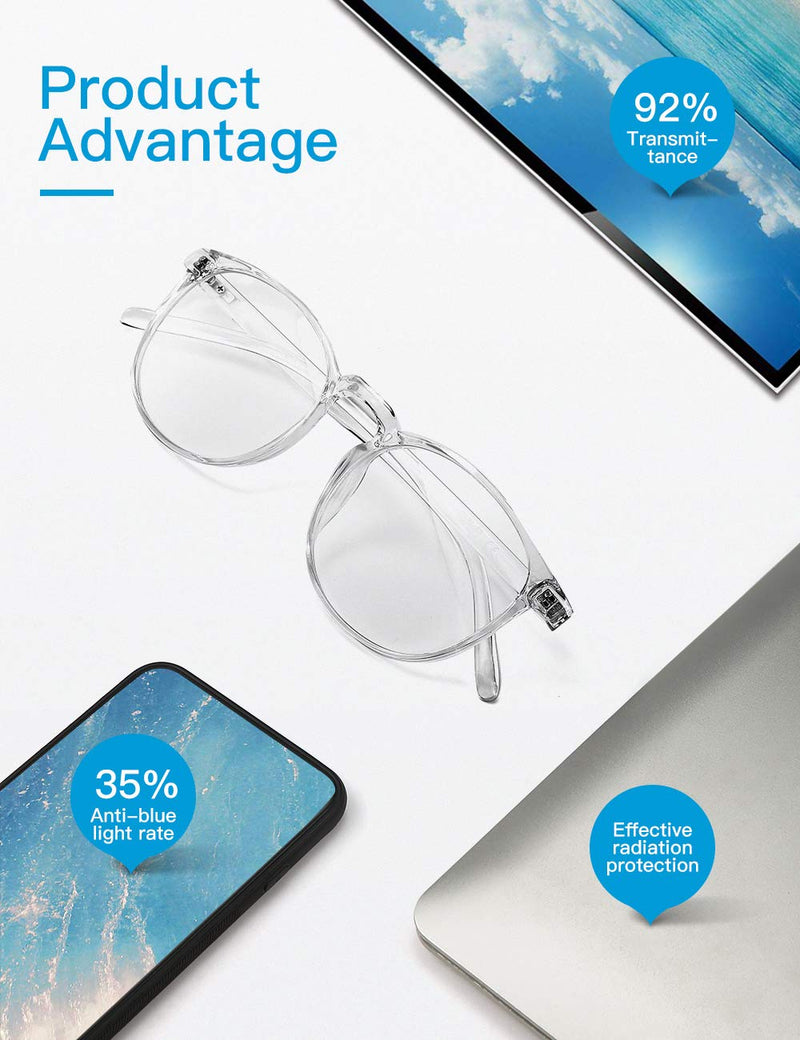 CNLO Blue Light Filter Glasses Computer Glasses Reduce Eye Strain Lightweight Frame Men Women Crystal - NewNest Australia