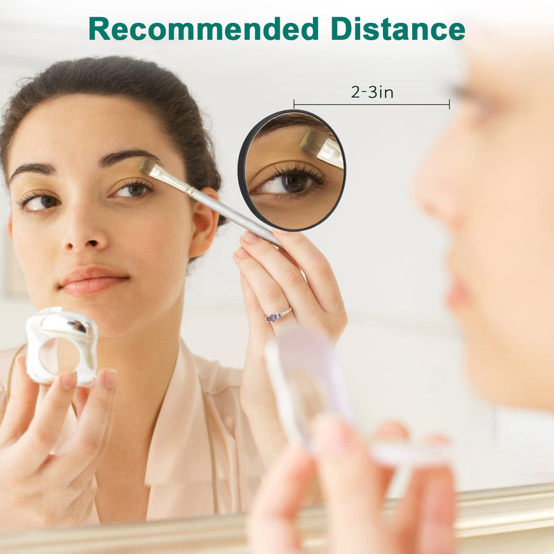 4Pcs Magnifying Mirror and Tweezers Kit, 20X 10X Magnifier Compact Mirrors, Portable Small Travel Mirror with Suction Cups and Eyebrow Tweezing for Girls Women Makeup Blackhead Blemish Removal-Black - NewNest Australia