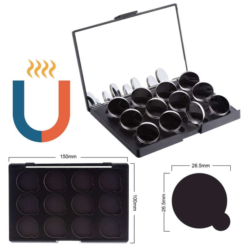 Allwon Empty Magnetic Eyeshadow Makeup Palette with Mirror and 12Pcs 26mm Round Metal Pans Mirror Included - NewNest Australia