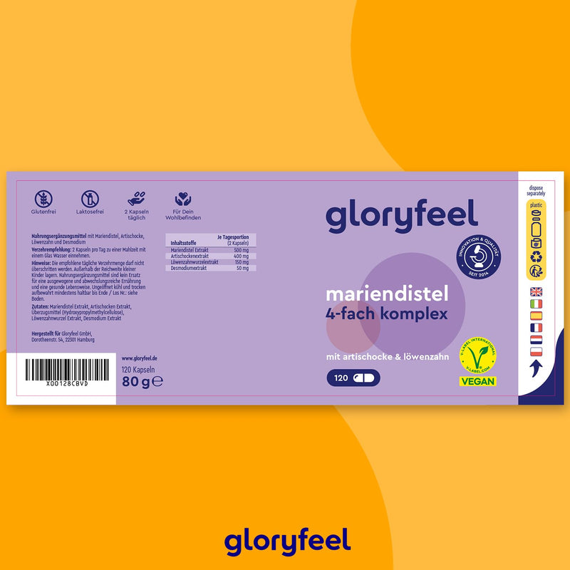 Milk thistle (500mg) with artichoke (400mg), dandelion (150mg) and desmodium (50mg) - high dose with silymarin content - 120 vegan capsules - laboratory tested, made in Germany without additives - NewNest Australia