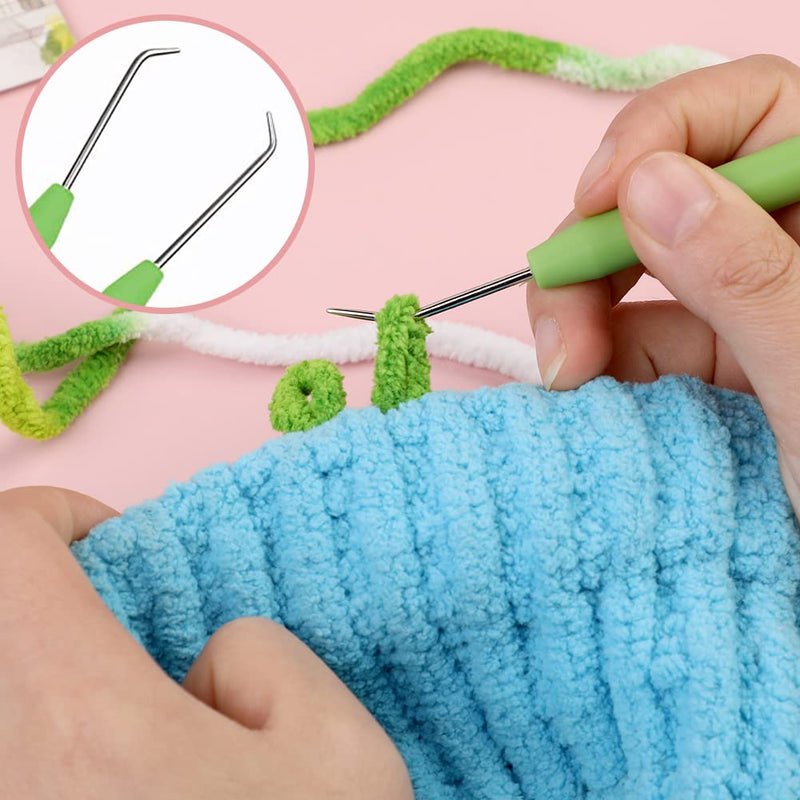Loom Knit Hook Set, Crochet Needle Hook Kit, 8 Pcs Green Knitting Loom Hook with 12 Pcs Colorful Plastic Sewing Needles for Knitting Looms Knitting Boards - NewNest Australia