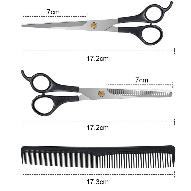 Uraqt Hair Scissors Set, 2 Sharp Professional Scissors Sets, Light Single-Sided Thinner, Sharp Hairdressing Scissors, Hair Cutting Scissors, Comb, For Women, Men, Children, Pets, Black - NewNest Australia