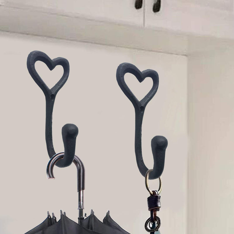 NewNest Australia - 4 Black Heart Coat Hooks 