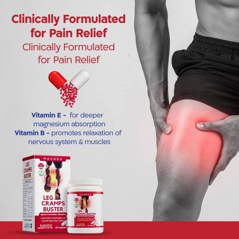 MAGNOX Leg Cramps Buster Magnesium Supplement for Muscle Cramps - Magnesium for Leg Cramps at Night, High Absorption for Restless Legs Syndrome and Muscle Pain with Vitamin E and B 3X Absorption - NewNest Australia