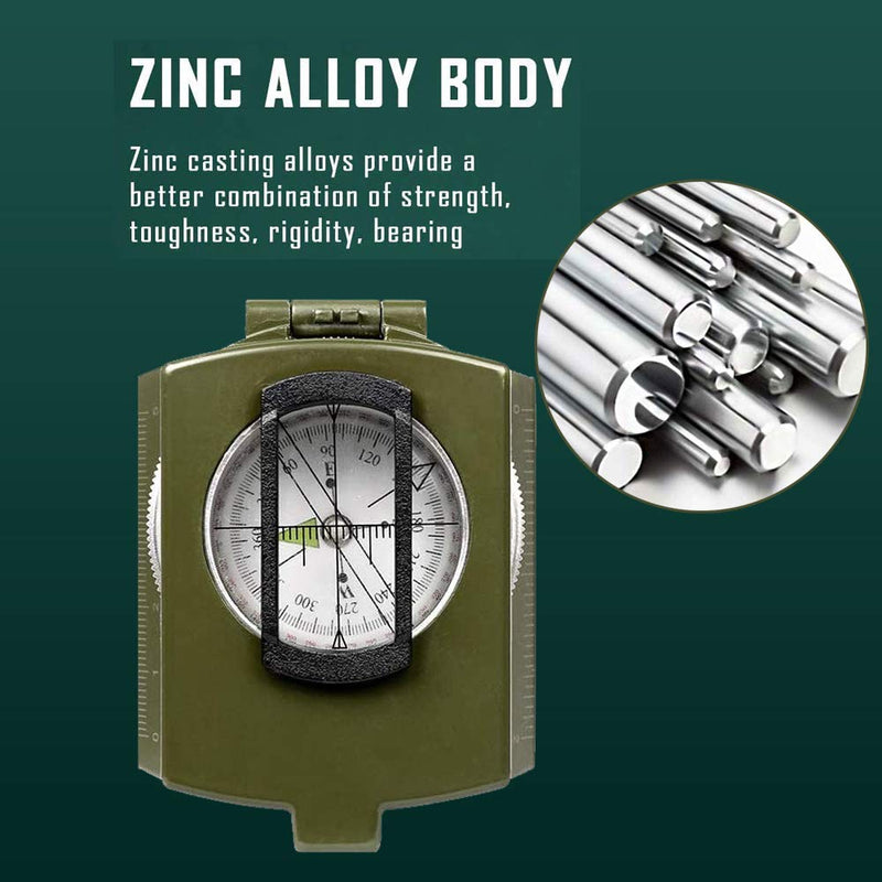 YEHOBU Military Lensatic Sighting Compass Survival for Hiking, Orienteering Lensatic Compass, Waterproof and Shakeproof Navigation Compasses, Survival Emergency Luminous Sighting Compass, Army Green - NewNest Australia