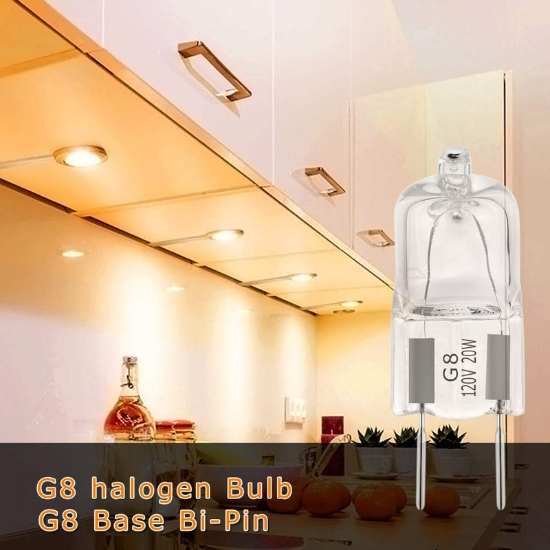 G8 Halogen Light Bulbs 20W 120V Xenon Under Cabinet Lighting Replacements G8 Base 2Pin T4 JCD Type (10Pack) 20.0 Watts - NewNest Australia
