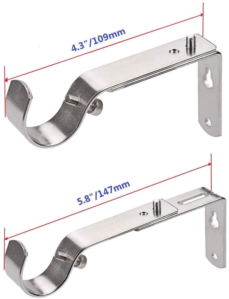 Curtain Rod Bracket Set of 2 for 7/8 or 1 Inch Rods, Adjustable - Satin Nickel 2set - NewNest Australia