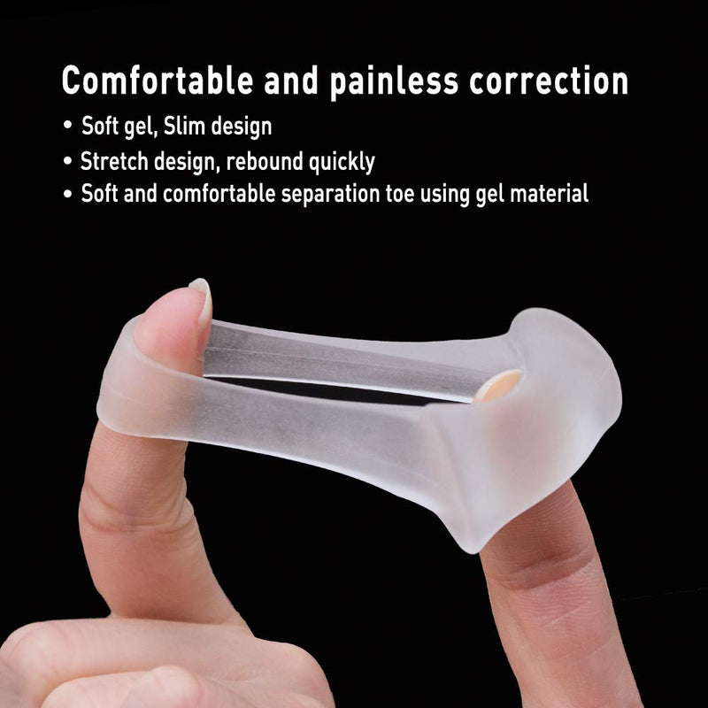 Welnove Toe Stretcher, 10x Gel Toe Separators for Bunion Correction, Overlapping Toes (Transparent Silicone Toe Separators) White-10 Large - NewNest Australia