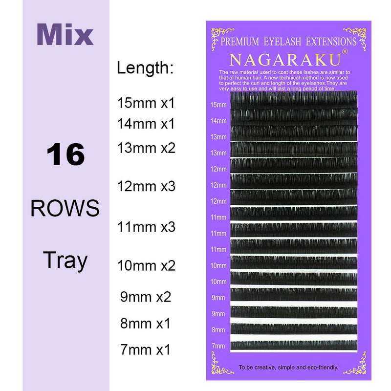 NAGARAKU 5 Trays Eyelash Extensions 0.03mm C curl 11/12/13/14/15mm in 1 pack Classic Individual Lashes Soft Natural Professional Faux Mink 16 rows (total 5 trays) 11 12 13 14 15mm 0.03 C curl - NewNest Australia