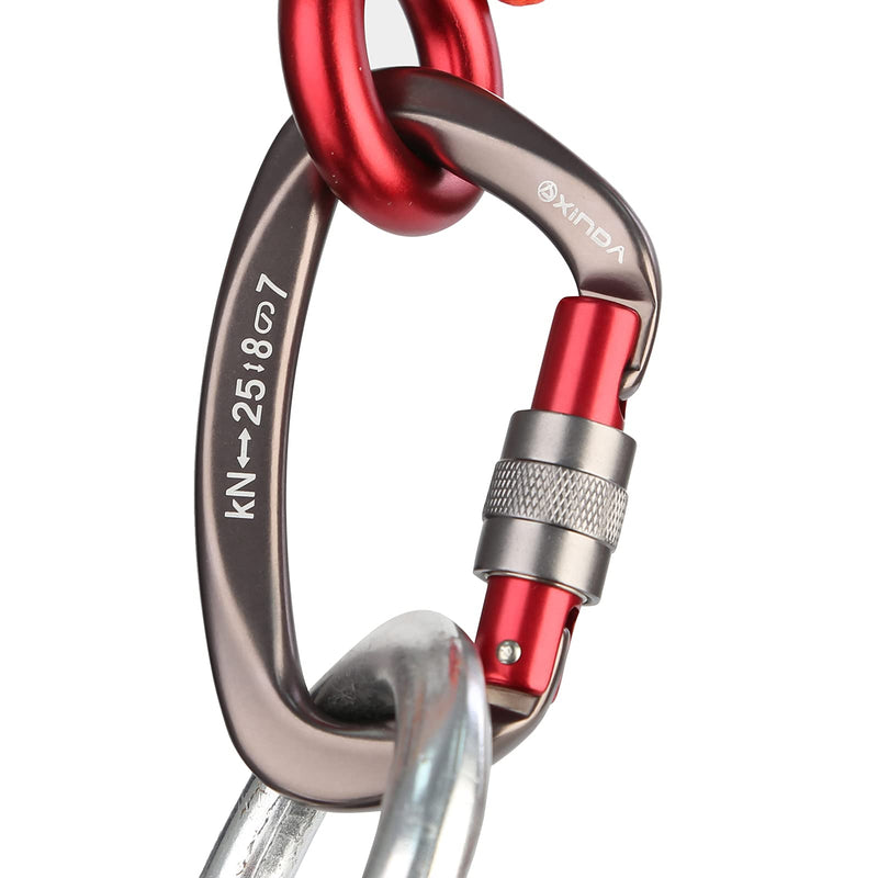 XINDA Screwgate Locking Carabiner Clip - Professional Rock Climbing Carabiner Screw Lock,Heavy Duty Carabiners for Climbing,Mountaineer,Hammock,Camping,Outdoor Equipment 2 pcs Gray - NewNest Australia