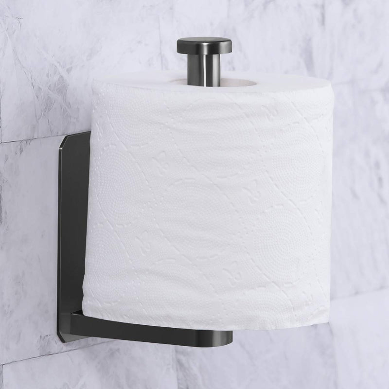 Toilet Paper Holder Self Adhesive - VAEHOLD Kitchen Washroom Adhesive Toilet Roll Holder No Drilling for Bathroom Stick on Wall Stainless Steel Brushed - Black - NewNest Australia