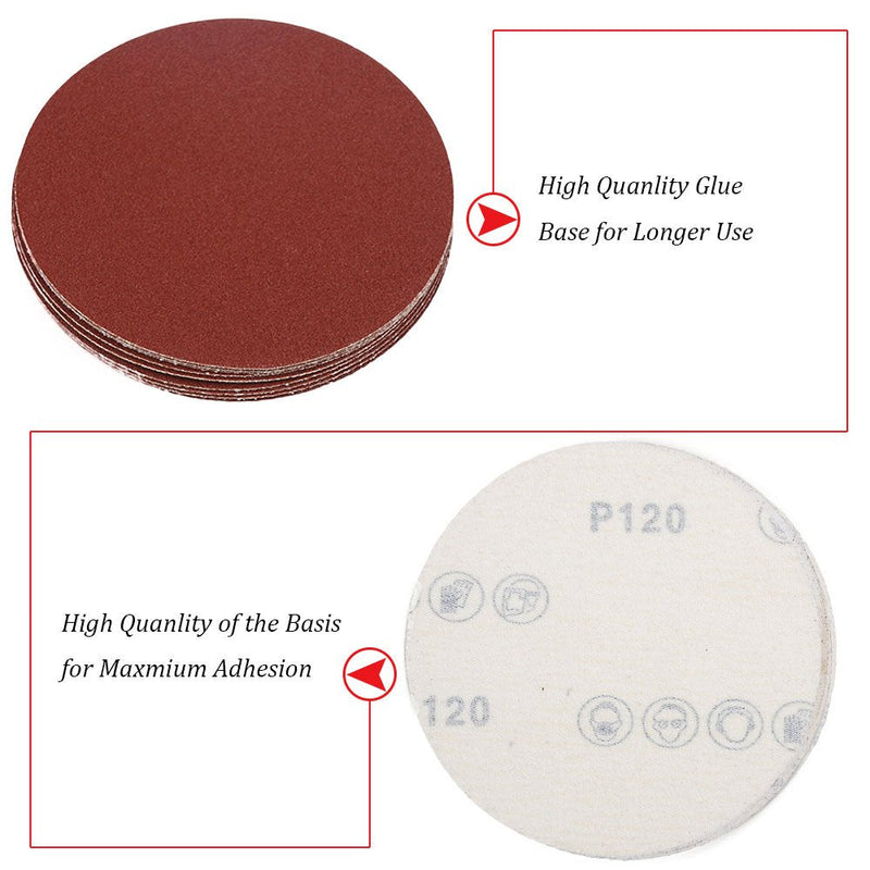 HIFROM 5 Inch Sanding Discs NO-Hole Hook and Loop 40 60 80 100 120 180 240 320 400 800 Grit Sandpaper Aluminum Oxide Random Orbital Sander Pads (100-Pack) 40 - 800 Grit(100-Pack) - NewNest Australia