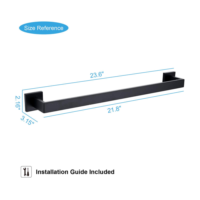 TASTOS 23.6 Inch Black Single Towel Bar Rack, SUS 304 Stainless Steel Bathroom Towel Bar Heavy Duty Towel Holder Kitchen Towel Rod, Wall Mount with Screws Towel Bar Rod Matte Black Finish 23.6-Inch - NewNest Australia