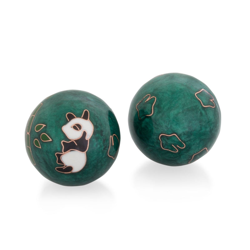 Meditation Qi-Gong balls with sound work | sound balls | Yin Yang | Design Panda green | different diameters (Ø 35 mm) - NewNest Australia
