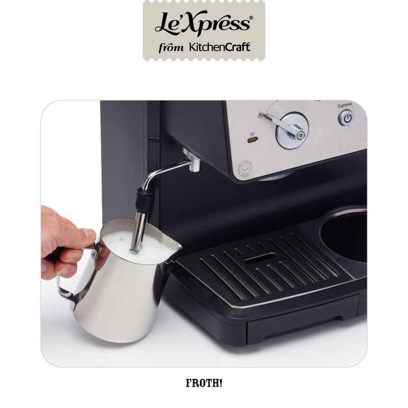 Le’Xpress Stainless Steel Milk Jug with Frothing Thermometer, 600 ml (1 Pint) - NewNest Australia