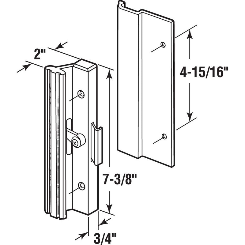 Prime-Line MP1005 Sliding Glass Door Handle, Clamp Style, Surface Mount, Aluminum, Black, 1 Set - NewNest Australia