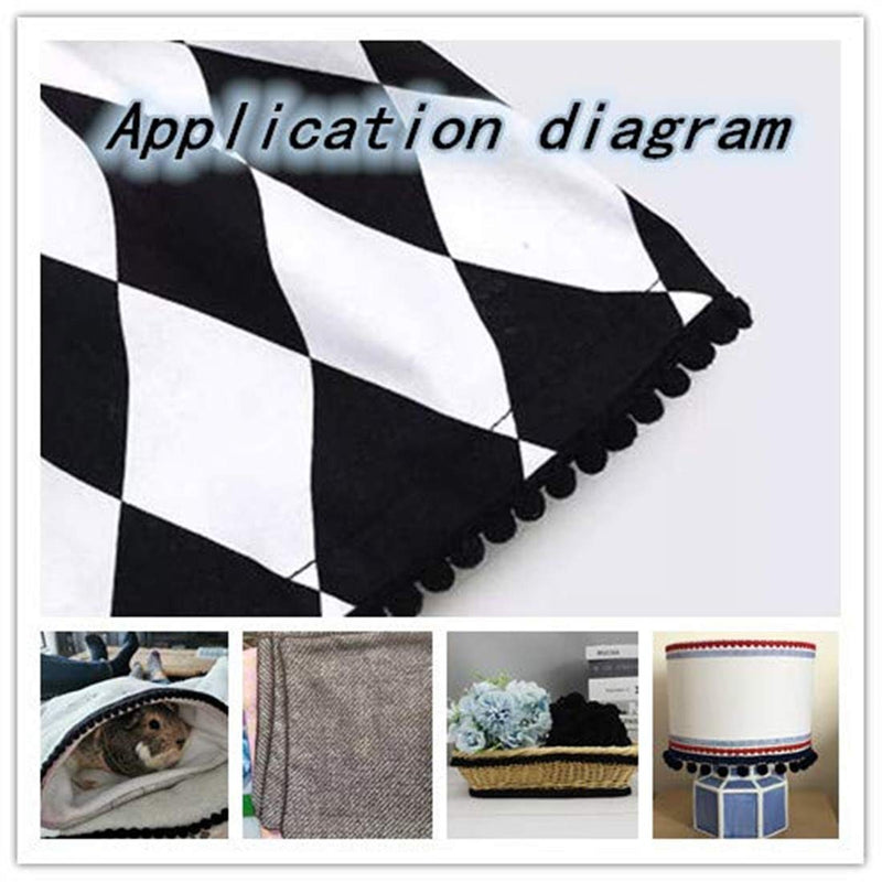 IDONGCAI Black Mini Pompom Trim Ball Fringe Trim Lace Ribbon Tassel Sewing Accessories for Halloween Home Party Embellishments 10 Yards - NewNest Australia