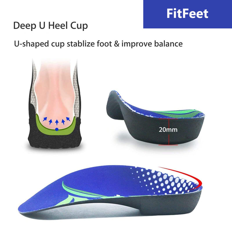 Orthotic Inserts 3/4 Length, High Arch Support Foot Insoles for Over-Pronation Plantar Fasciitis Flat Feet Heel Pain Relief Shoe Inserts for Running Sports Men & Women Medium (6-8 UK) - NewNest Australia
