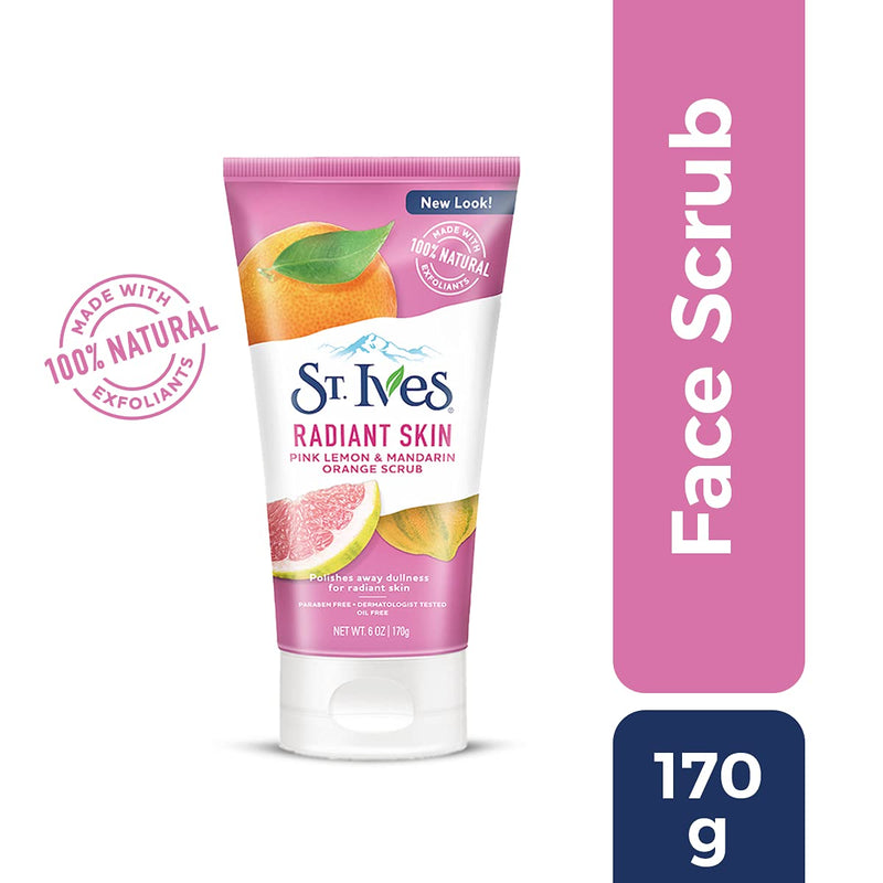 St. Ives Radiant Skin Face Scrub For Dull Skin Pink Lemon and Mandarin Orange Dermatologist-Tested Face Wash Scrub With 100 percent Natural Exfoliants 6 oz / 170gm - NewNest Australia